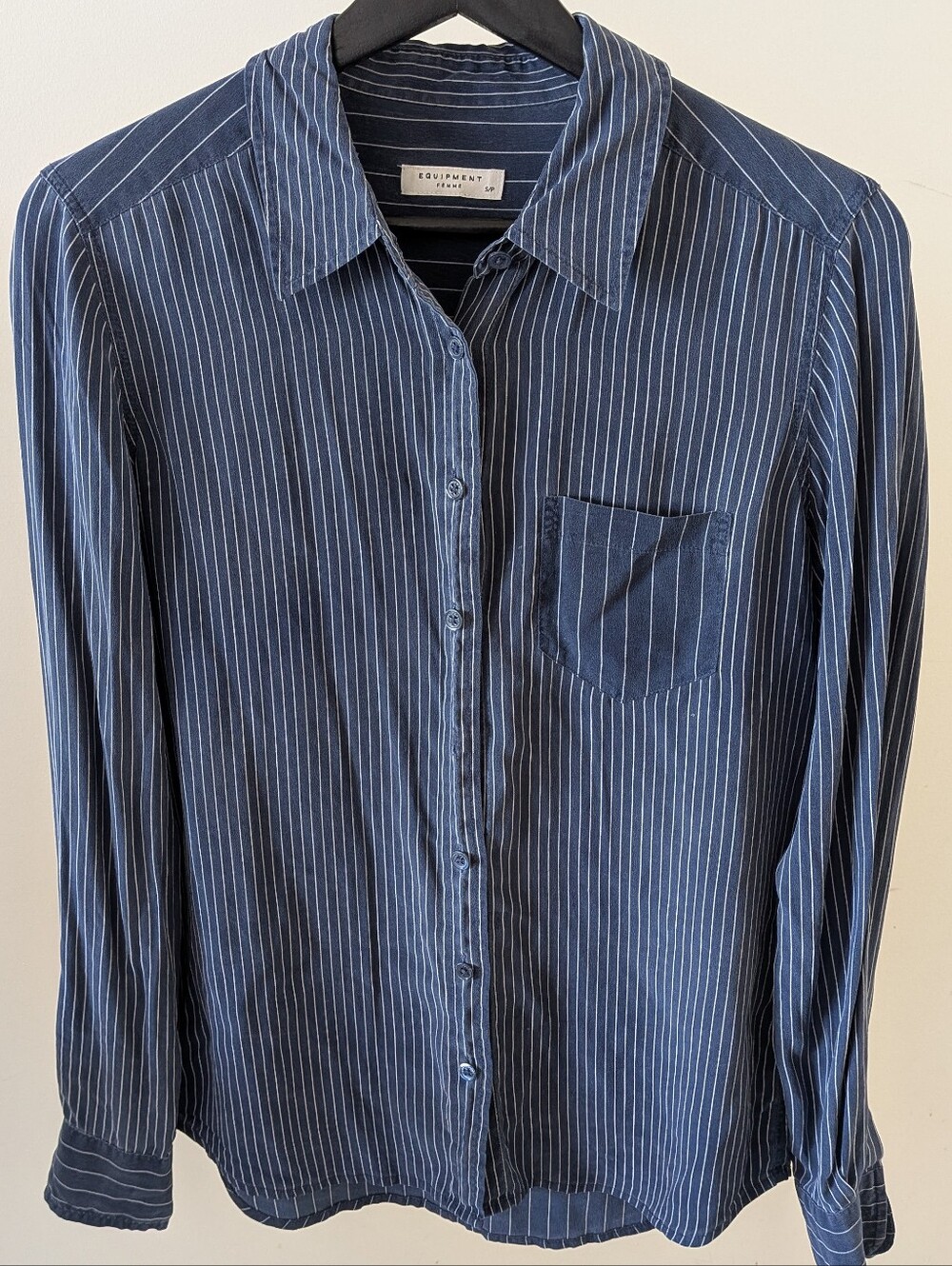 Equipment Blue Pinstripe Silk Button-Down Shirt